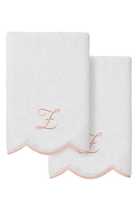 Scallop Set of 2 Monogram Fingertip Towels
