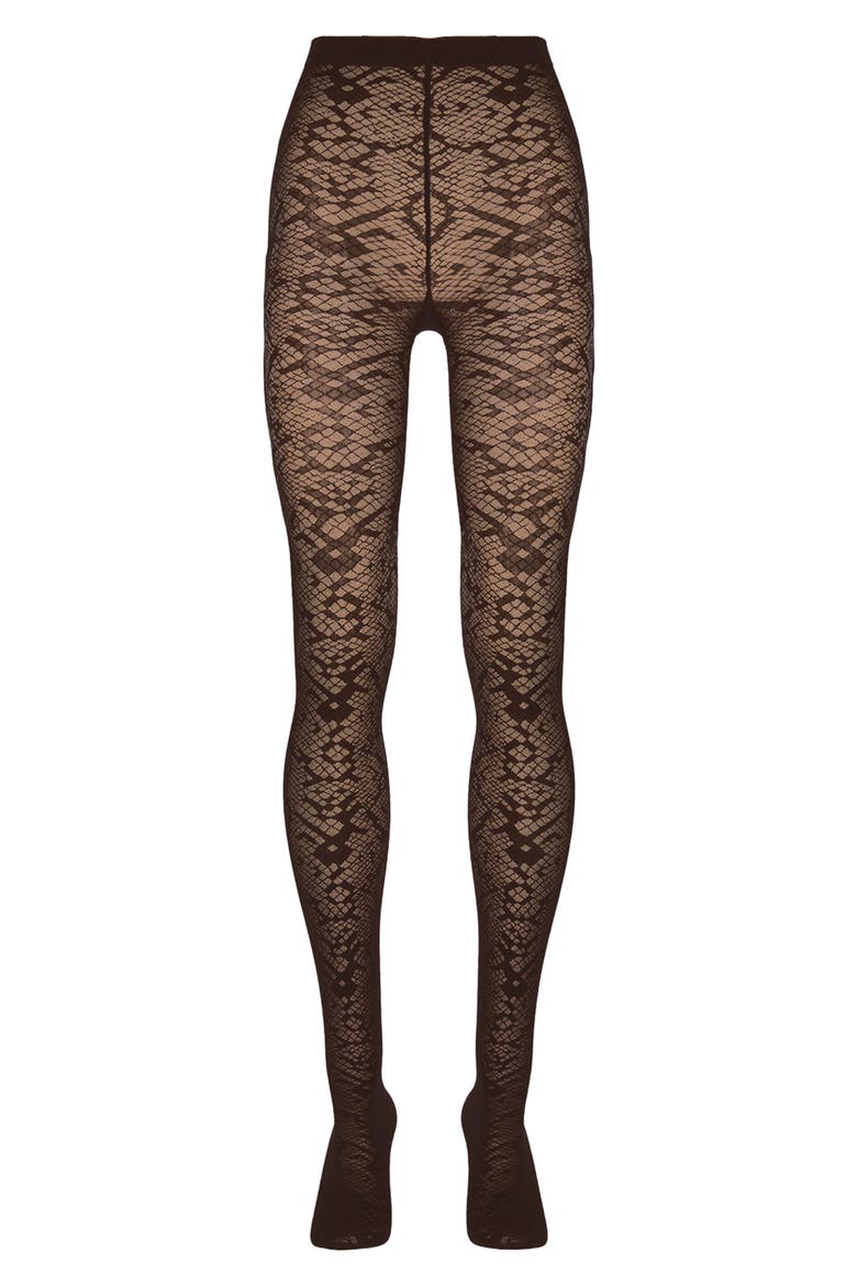 Snakeskin Tights, Alternate, color, UMBER