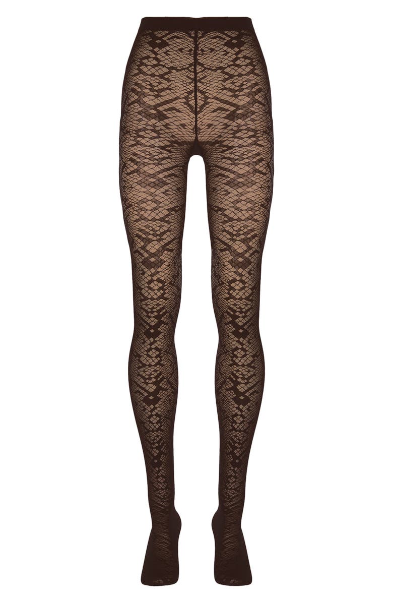 Wolford Snakeskin Tights, Alternate, color, Umber