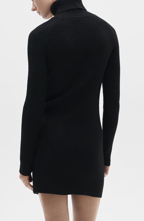Shop Mango Turtleneck Long Sleeve Sweater Minidress In Black