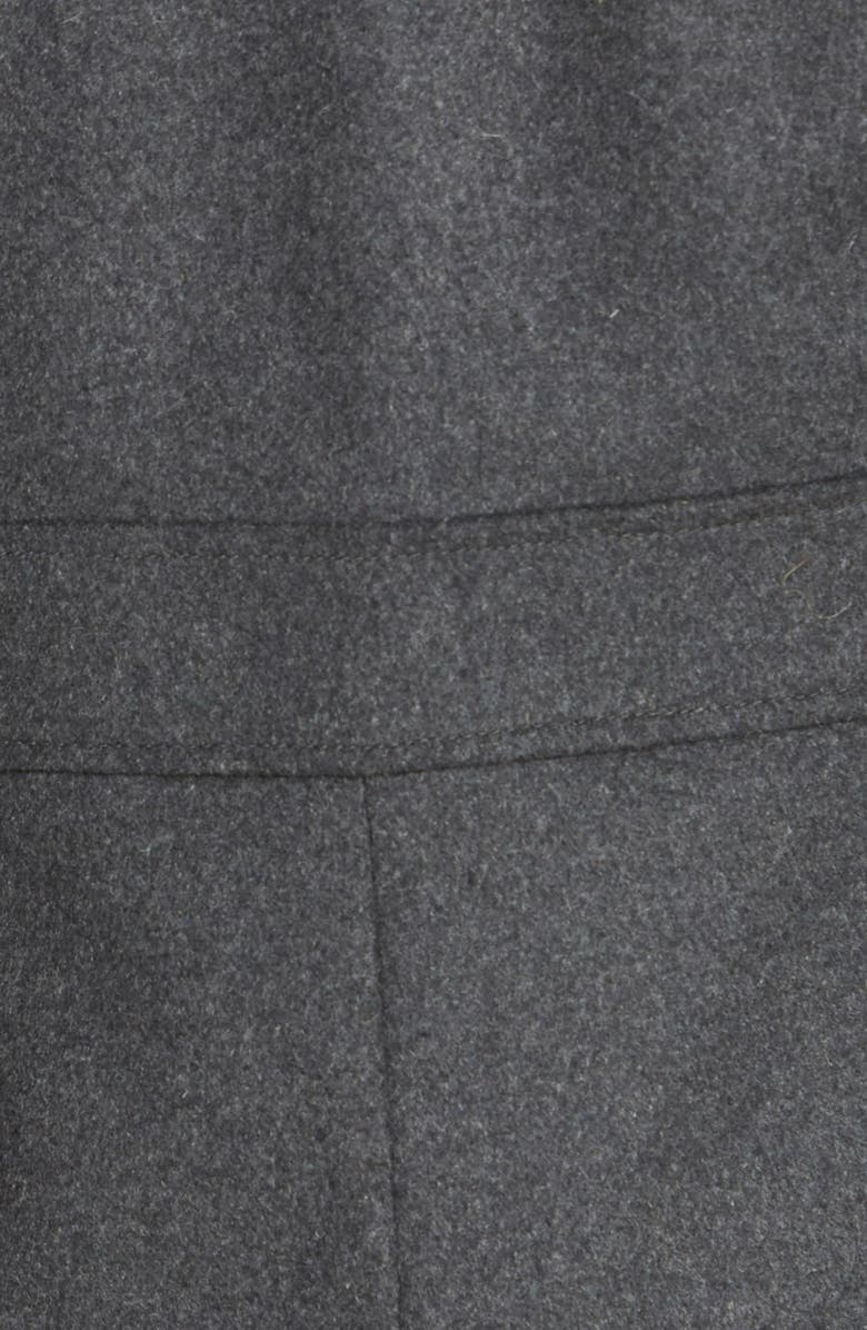 Andrew Marc Wool Blend Coat with Leather Trim & Genuine Rabbit Fur Collar, Alternate, color,