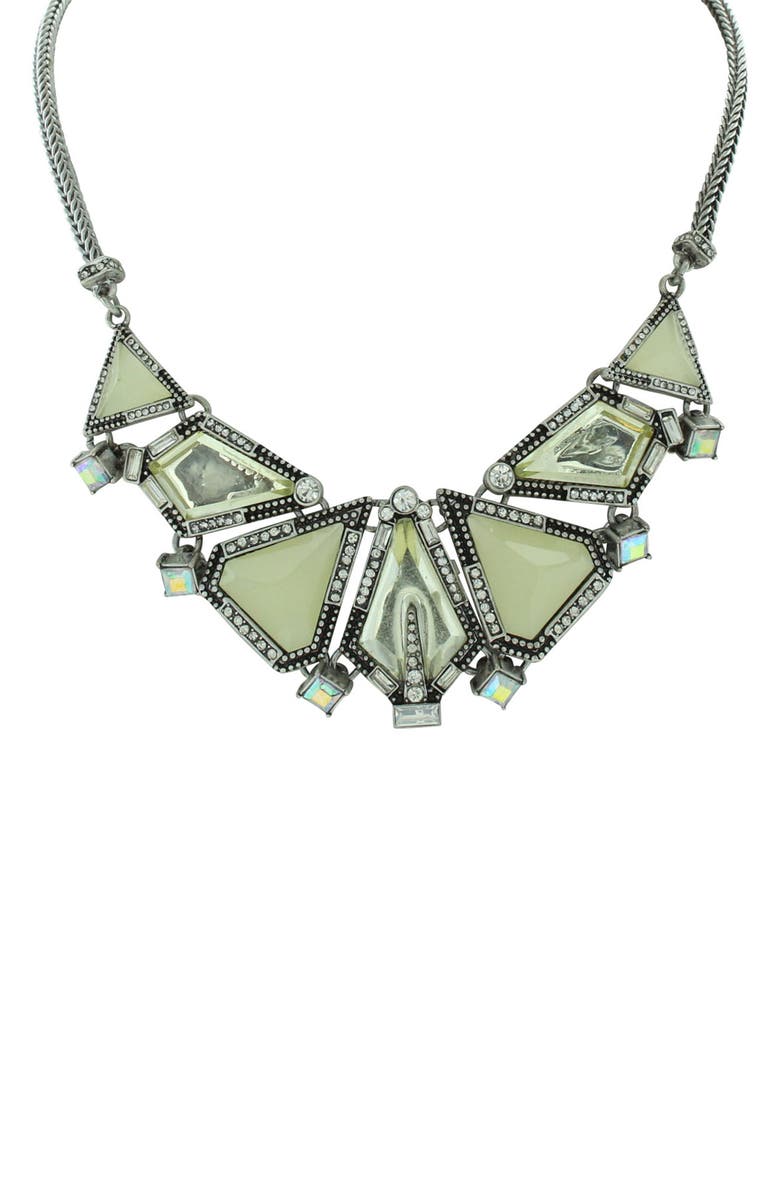 OLIVIA WELLES Silver-Tone Iridescent Crystal Bib Necklace, Main, color, 