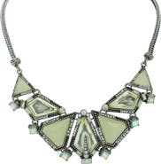 OLIVIA WELLES Silver-Tone Iridescent Crystal Bib Necklace