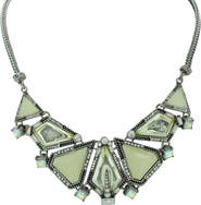 OLIVIA WELLES Silver-Tone Iridescent Crystal Bib Necklace
