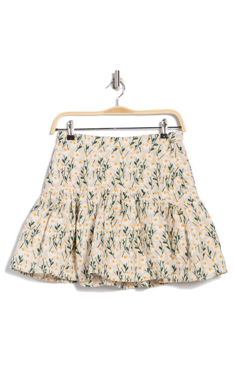 Floral Embroidered Tiered Miniskirt