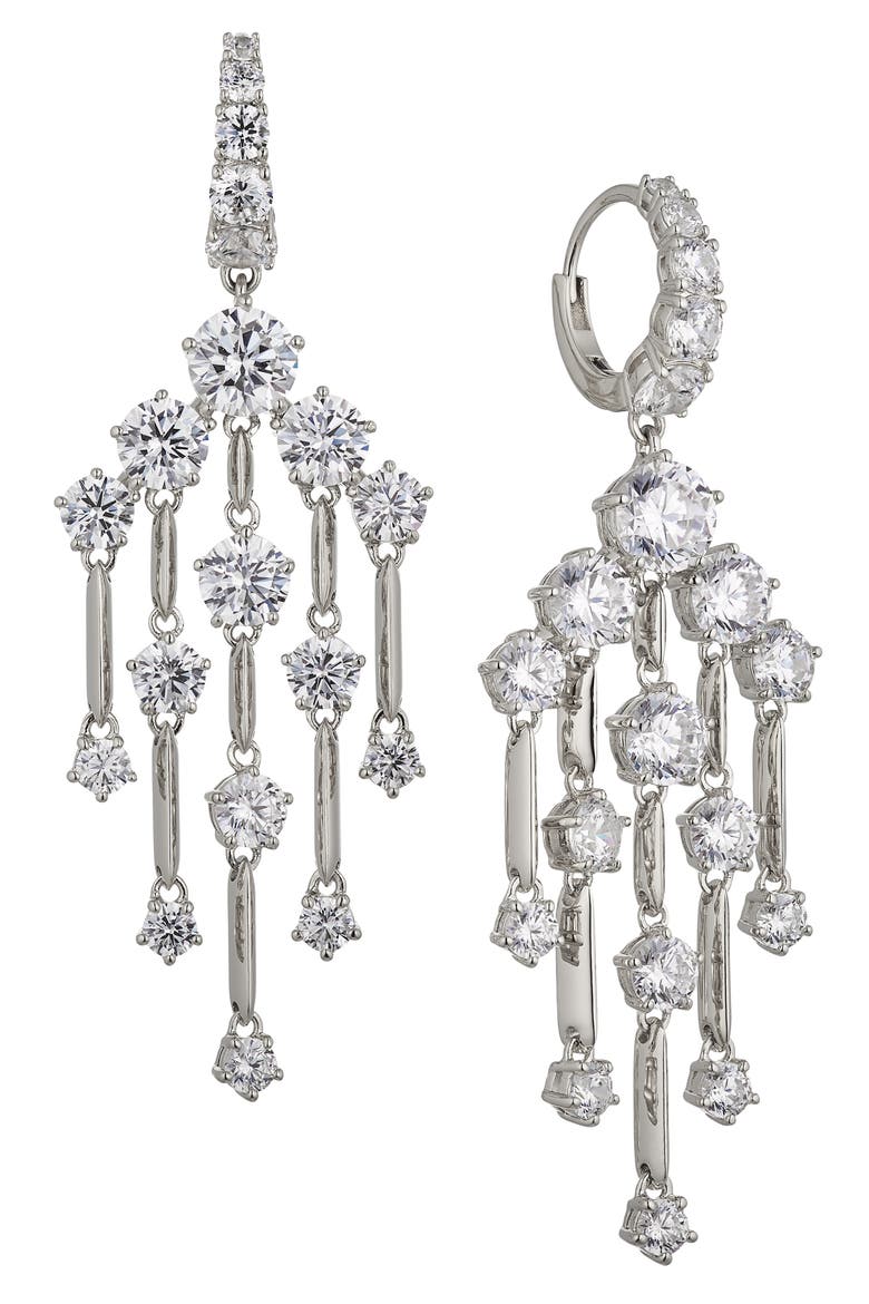 Freya Deco Chandelier Earrings, Main, color, RHODIUM