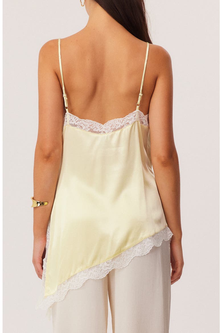 Toni Lace Trim Asymmetric Camisole, Alternate, color, SOUR LEMON