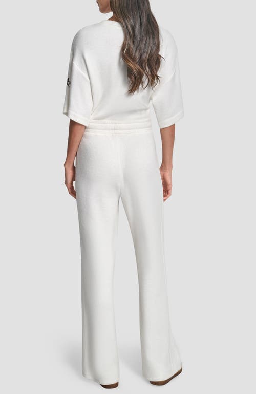 Dkny Mixed Media Knit Pants In White