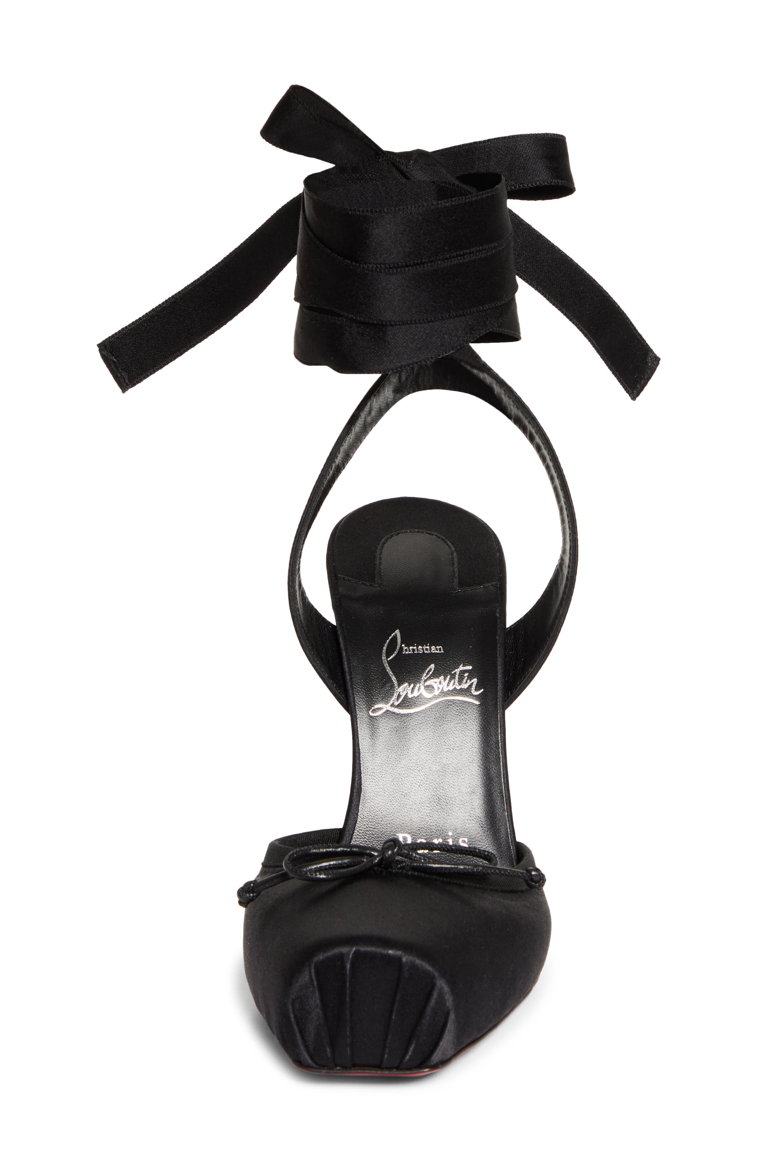 Christian Louboutin Cassia Lace-Up Slingback Pump, Alternate, color, Black/ Lin Black