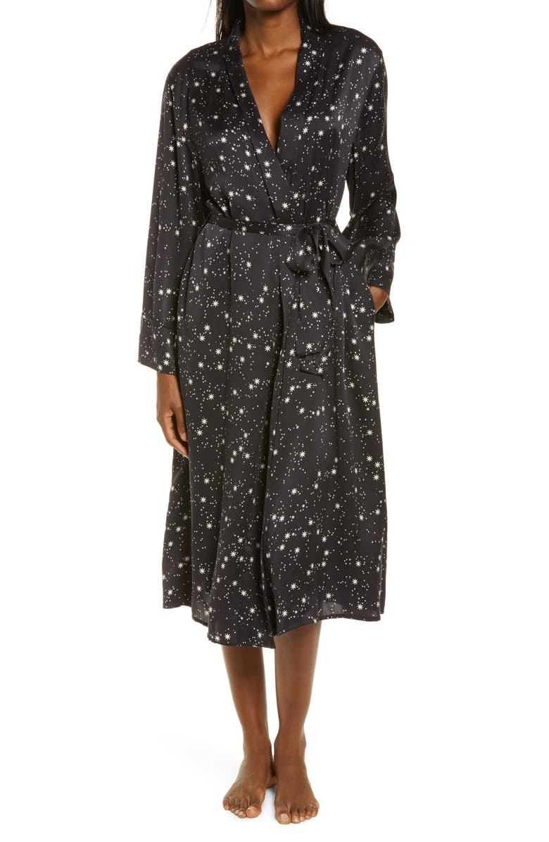 Papinelle Star Print Silk Robe, Main, color, 
