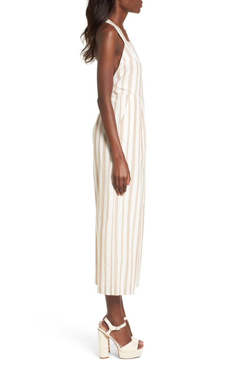 Chriselle x J.O.A. Wide Leg Jumpsuit, Alternate, color, SAND STRIPE