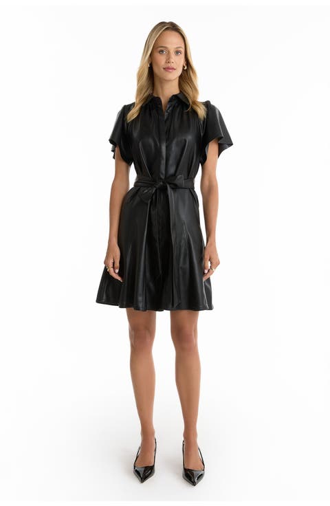 Devin Leather Ruffle Dress