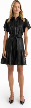 The Noli Shop Devin Leather Ruffle Dress