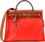 Pre-Owned Hermes Herbag Zip Berline Vache Canvas and Leather 31