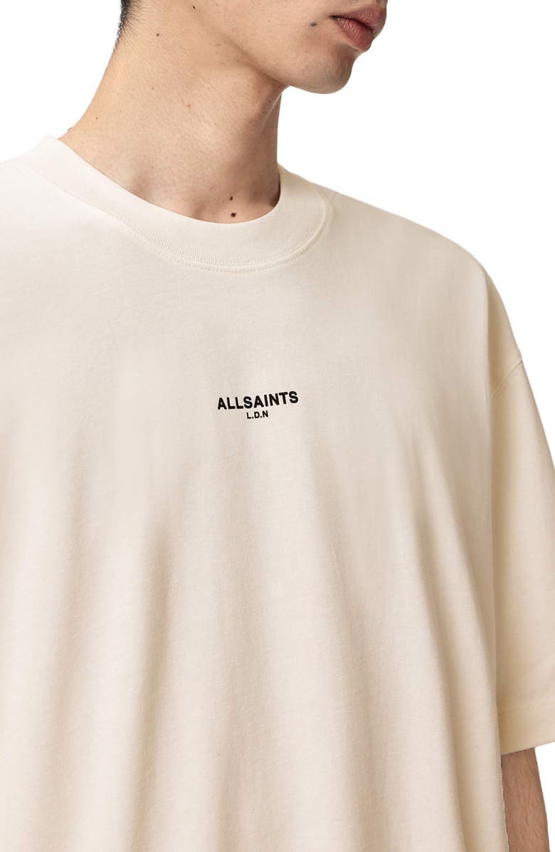 AllSaints Mikro Oversize Cotton Graphic T-Shirt, Alternate, color, Ashen White White