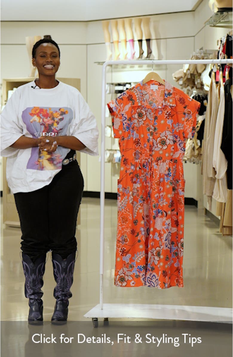 Oreanna Floral Print Midi Shirtdress, sales video thumbnail