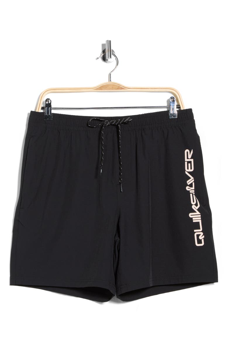 Quiksilver Wind Logo Volley Swim Trunks, Alternate, color, Black
