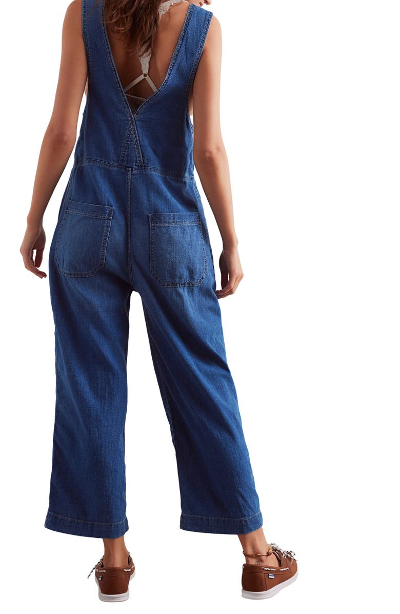 Free People Jude Denim Jumpsuit, Alternate, color, Mid Indigo