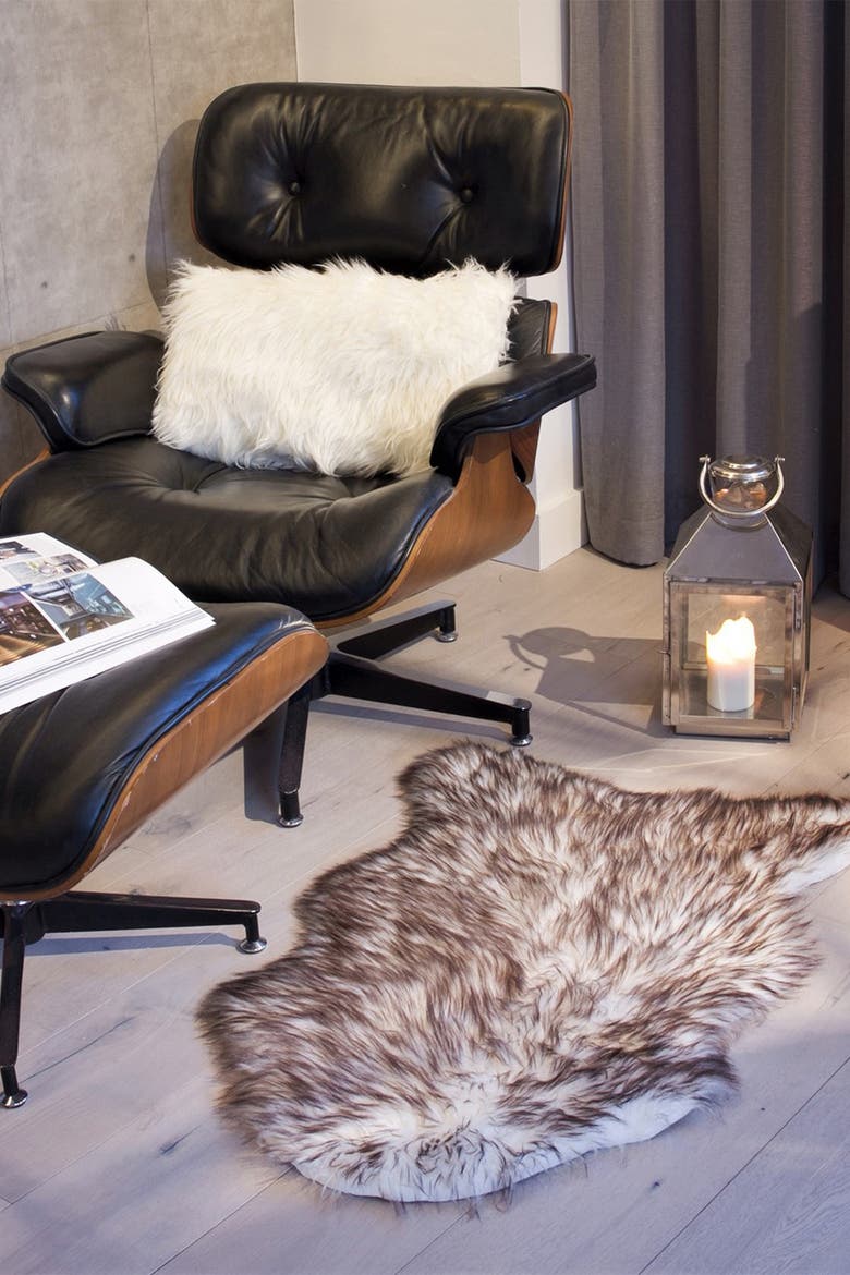 Faux Fur Gordon Rug - 2ft x 3ft - Gradient Chocolate, Alternate, color, gradient chocolate