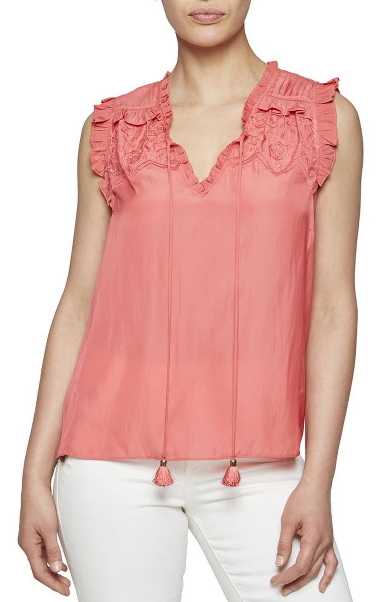 Ramy Brook Perri Split Neck Top, Main, color, Sunset