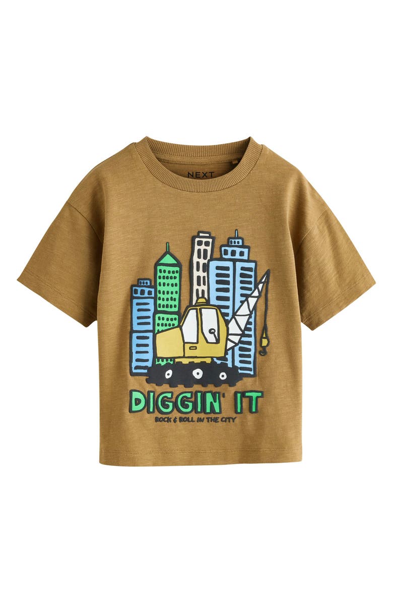 NEXT Kids' Digger Assorted 3-Pack Cotton T-Shirts, Alternate, color, Green Multi