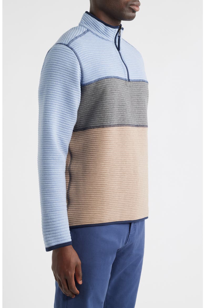 Reversible Quilted Quarter Zip Pullover, Alternate, color, LIGHT BLUE HEATHER/ NAVY