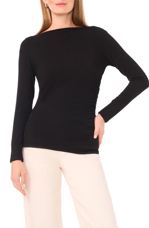Boat Neck Long Sleeve Top