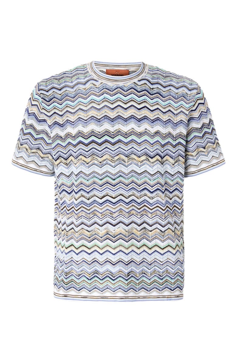 Missoni Cotton Knit T-shirt With Chevron Pattern, Alternate, color, Beige& White