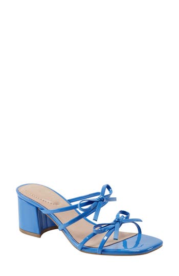 Bandolino Margil Block Heel Bow Sandal In Blue Patent