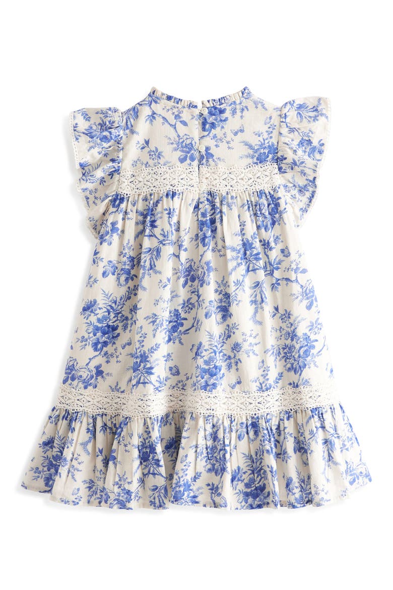Kids' Wild Meadow Floral Flutter Sleeve Cotton Dress, Alternate, color, IVORY BLUE