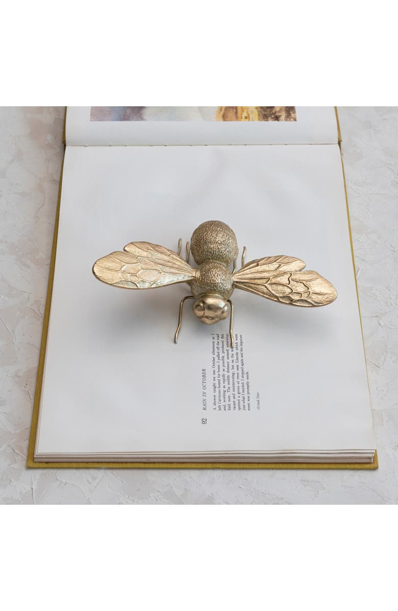 Storied Home Decorative Bee Figurine, Gold Finish, Alternate, color, Gold