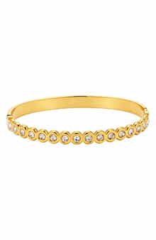 18k Gold Plated Bezel Bangle Bracelet