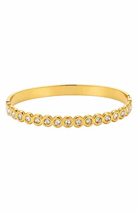 18k Gold Plated Bezel Bangle Bracelet