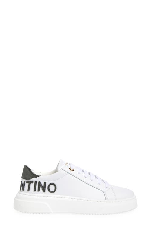 Valentino By Mario Valentino Alice Leather Sneaker In White Black