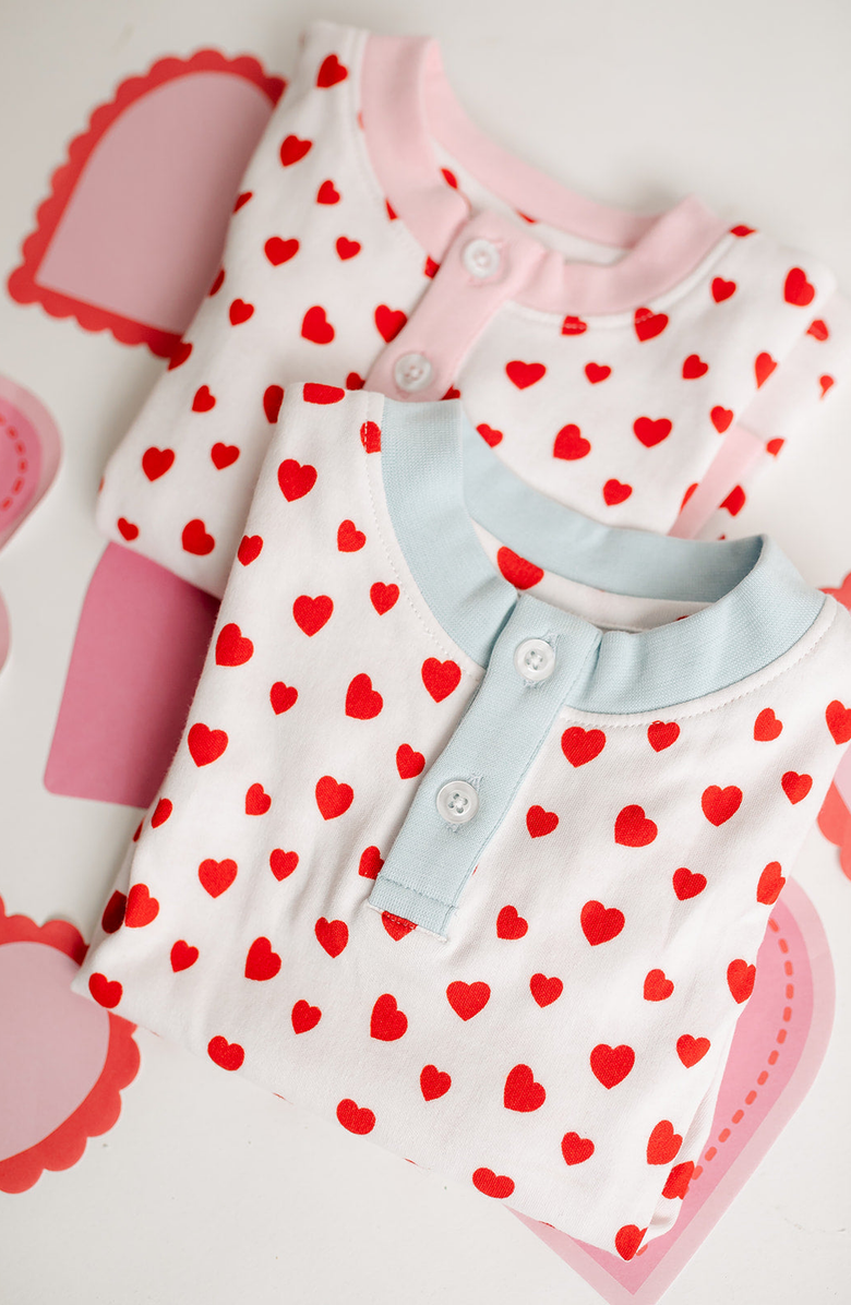 Little Paper Kids Morgan PJ Set, Alternate, color, Heart Print Blue