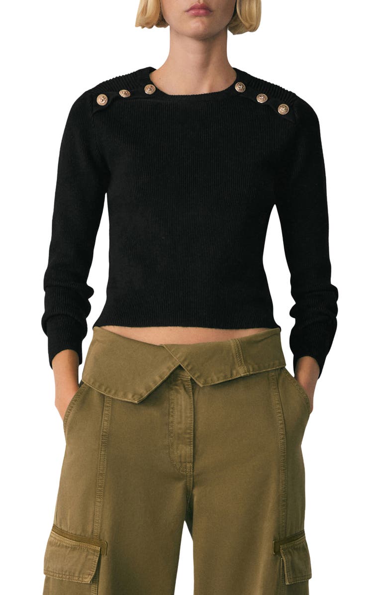 MANGO Button Shoulder Sweater, Main, color, 