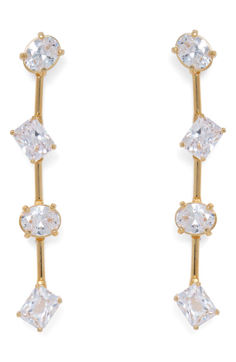 Lady Grey Stella Cubic Zirconia Linear Drop Earrings, Main, color, Gold/ Clear