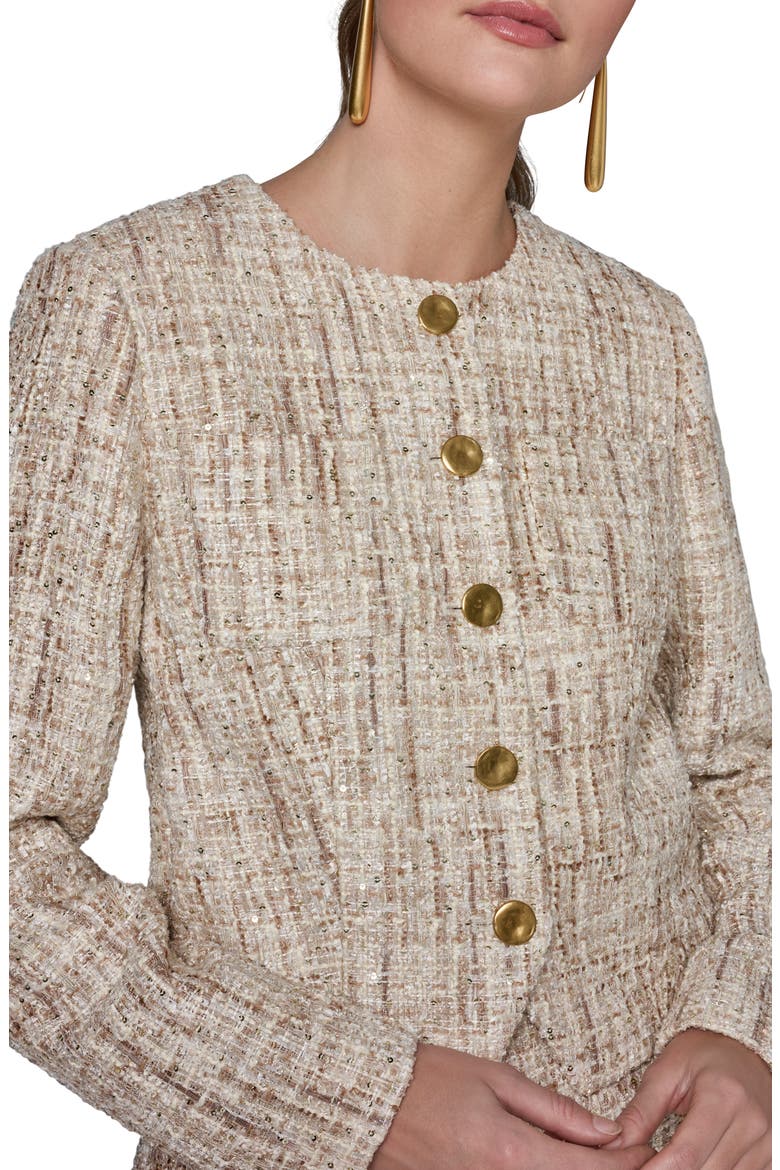 Sequin Tweed Blazer, Alternate, color, DARK BEIGE/ CREAM MULTI