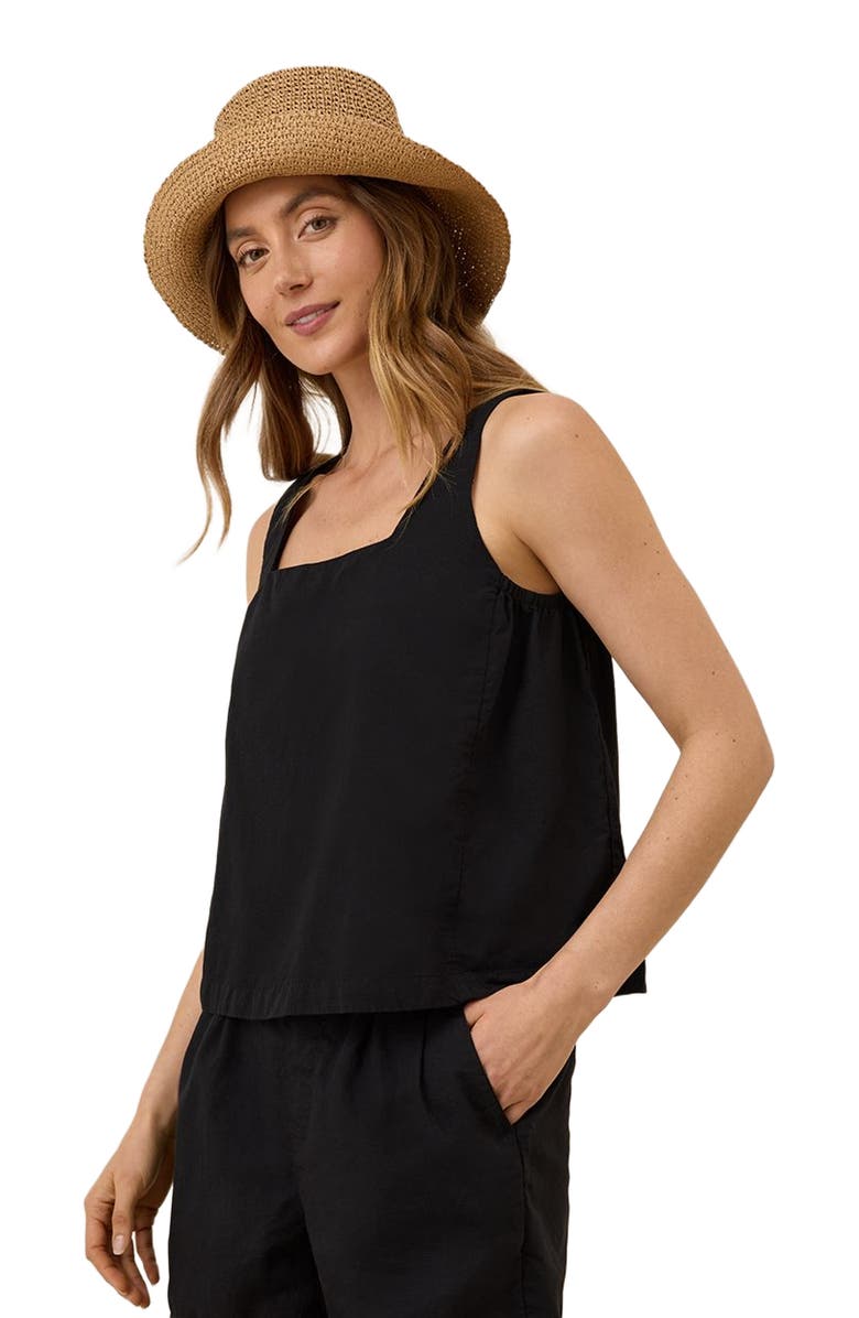 Pact Canopy Linen Square Neck Tank Made with Organic Cotton, Alternate, color, Black