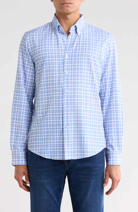 DENIM AND FLOWER Plaid Stretch Dress Shirt
