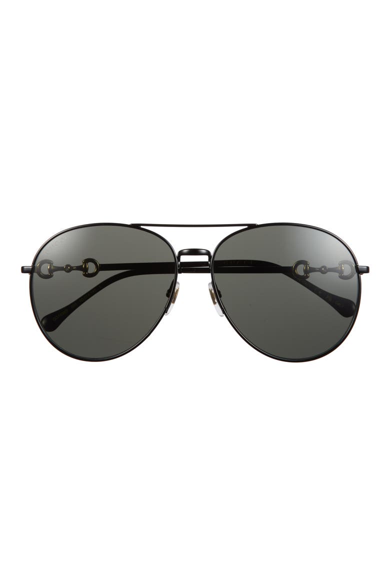 60mm Aviator Sunglasses, Main, color, BLACK BLACK GREY