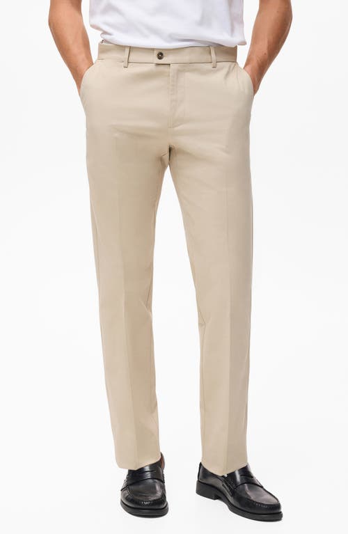 Mango Slim Fit Stretch Cotton Twill Pants In Neutral