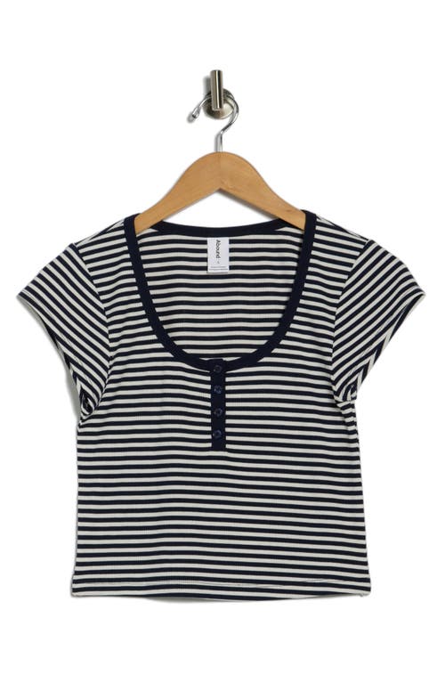 Abound Cap Sleeve Crop Organic Cotton & Cashmere Henley In Multi