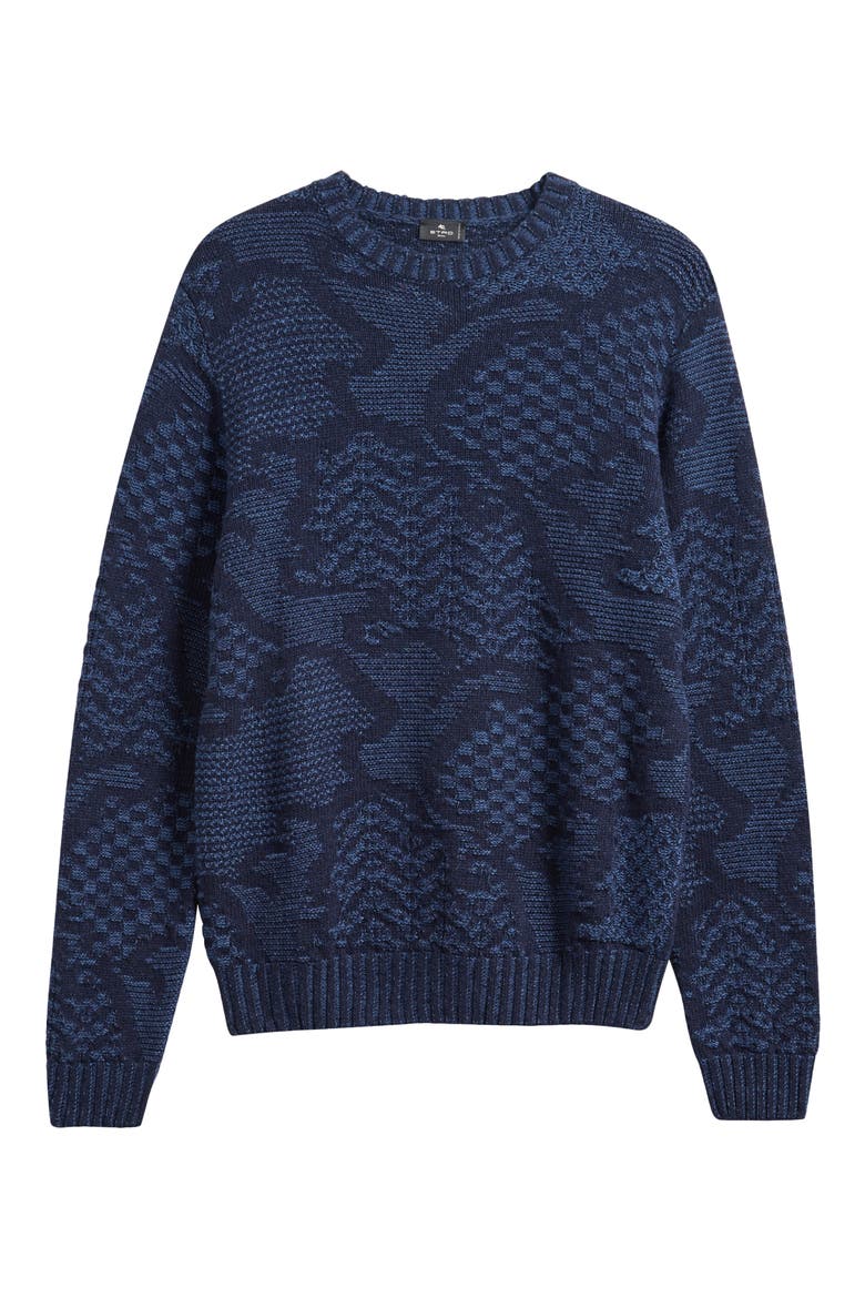 Roma Wool Blend Jacquard Sweater, Main, color, MARINE