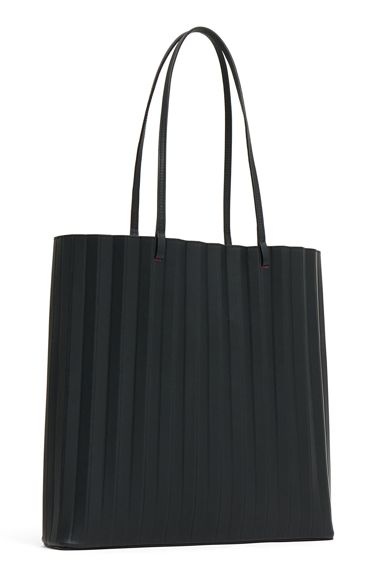 Large Filo Pleated Tote, Alternate, color, BLACK/ FLAMMA
