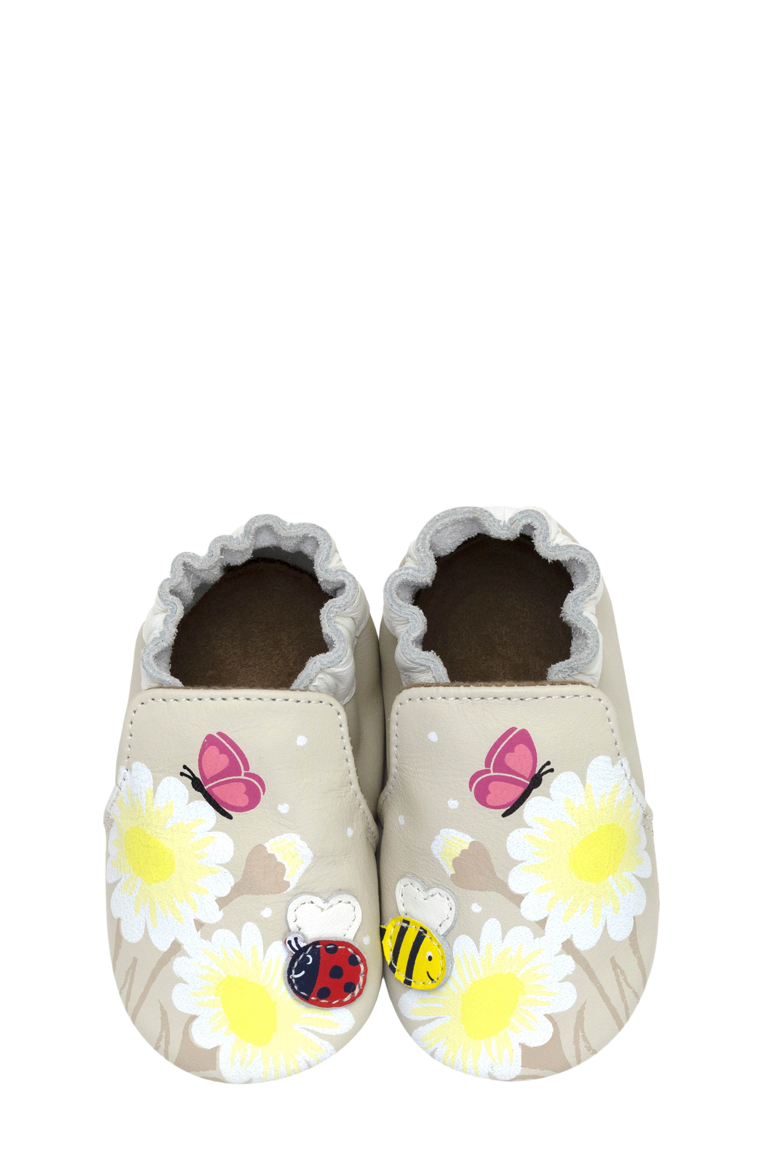 Robeez<sup>®</sup> Love Bugs Crib Shoe, Alternate, color, Taupe