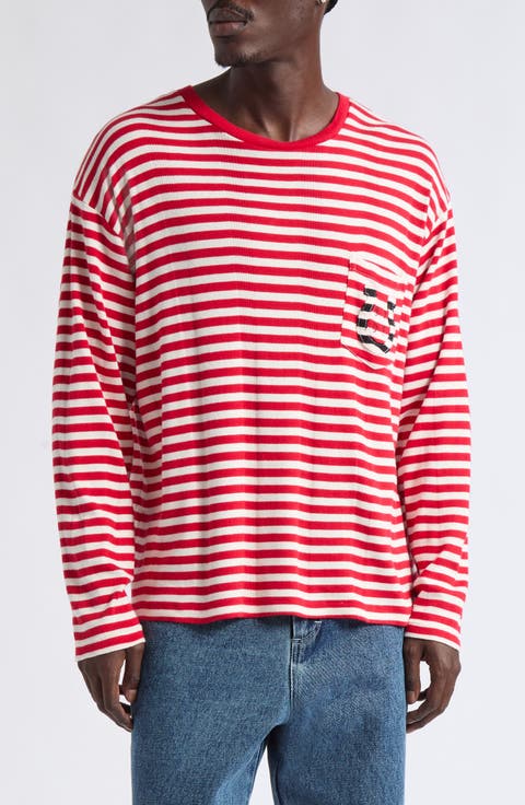 Horseshoe Stripe Long Sleeve Cotton Rib T-Shirt