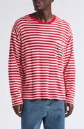 Bode Horseshoe Stripe Long Sleeve Cotton Rib T-Shirt