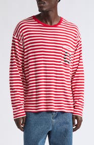 Bode Horseshoe Stripe Long Sleeve Cotton Rib T-Shirt