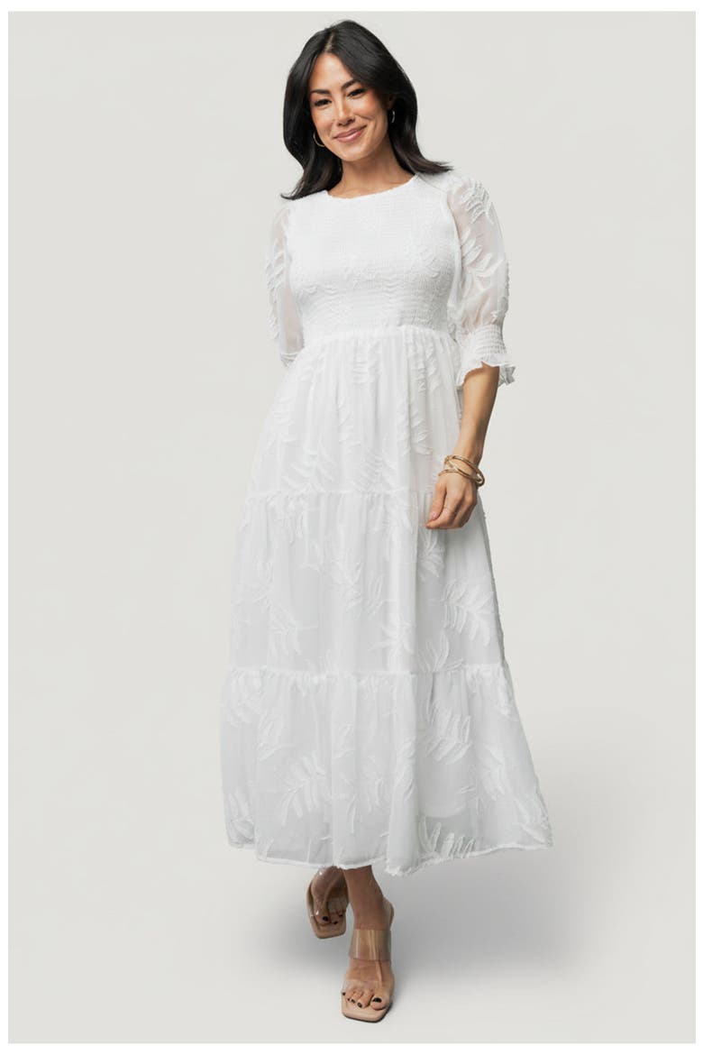 Nellie Smocked Midi Dress, Main, color, Off White